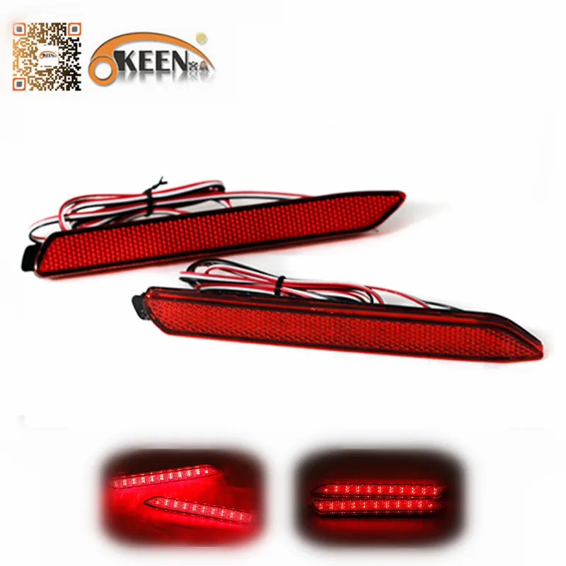 OKEEN 2pcs for Toyota Reiz/WISH/Harrier 2010 LED Red Rear Bumper Reflector Tail Brake Light Parking Warning LED Fog Lamp 12V