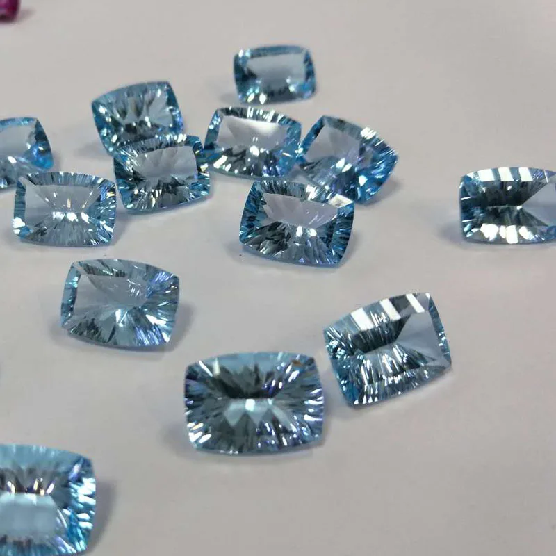 Tbj, cuscino topazio cielo naturale 10*14 taglio concavo ard 7.7ct per montaggio gioielli in argento, pietre preziose sciolte topazio cielo naturale al 100%