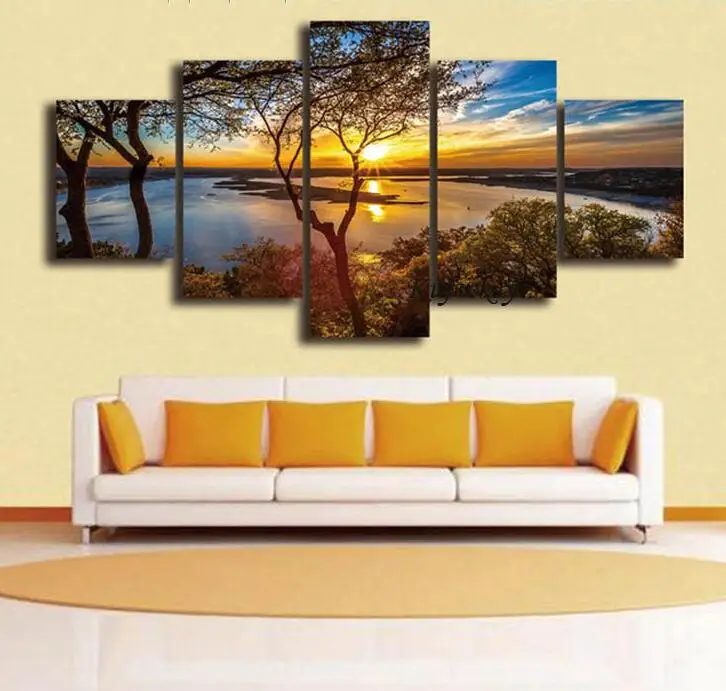 

5pcs/set 5d Diamond Embroidery Sunset Lake Tree 3d Diamond Painting Cross Stitch Mosaic Pattern Rhinestone Decor triptych 00