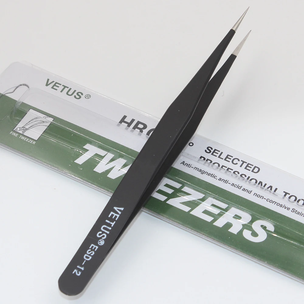 2pcs ESD-12 BGA Precision Tweezer Set Antistatic Tweezers