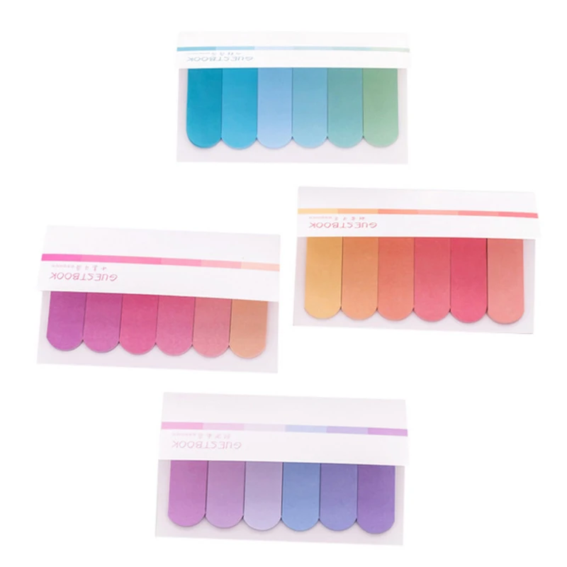 Creative Novelty 6 Color Gradient Sticky Notes DIY Student Notes Planner Stickers School Office Supplies Stationery 1 Pcs