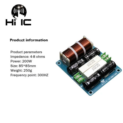 Imagen 2 del producto Divisor de frecuencia de Audio de Subwoofer de graves puros, altavoces profesionales, filtro de altavoz estéreo cruzado, bricolaje para cine en casa, 1 ud.