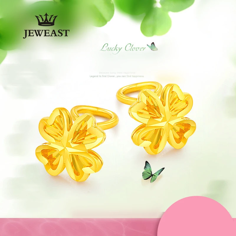 SFE 24K Pure Gold Earring Real AU 999 Solid Gold Earrings Smart Beautiful  Four  Clover Upscale Trendy Jewelry Hot Sell New 2023