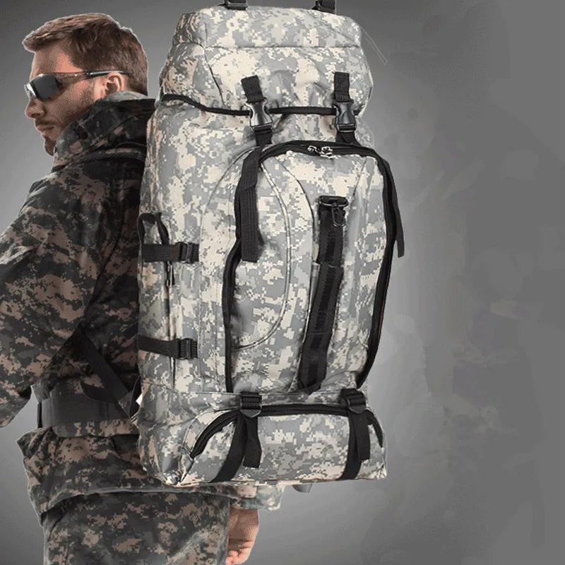 

camouflage shoulder bag mountaineering backpack tents package 70L High capacity travel bag waterproof camping luggage