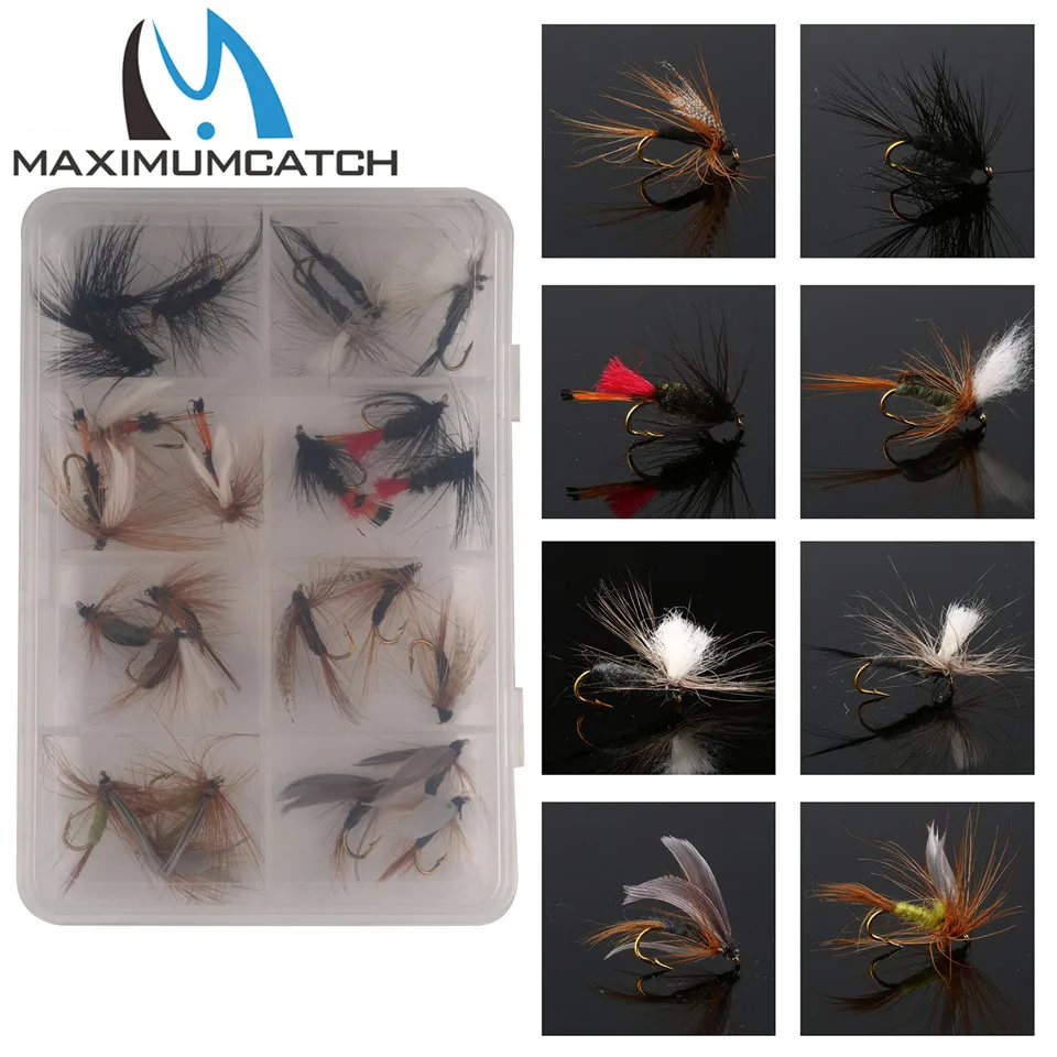 Maximumcatch Mixed Dry Flies Pack/set Feather Bait Hook Fly Flies Fish Hook Lures Fishing Flies