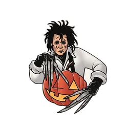 Carver hands pin movie inspired scissor hands adward johnny dep  horror man halloween pumpkin badge