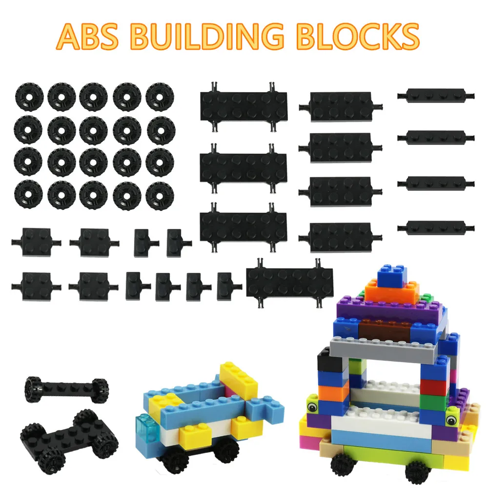 42 Pcs Mini Wiel Assen Pack Autobanden Model Bouwstenen Accessoire Enlighten Speelgoed Voor Kinderen Moc Bricks