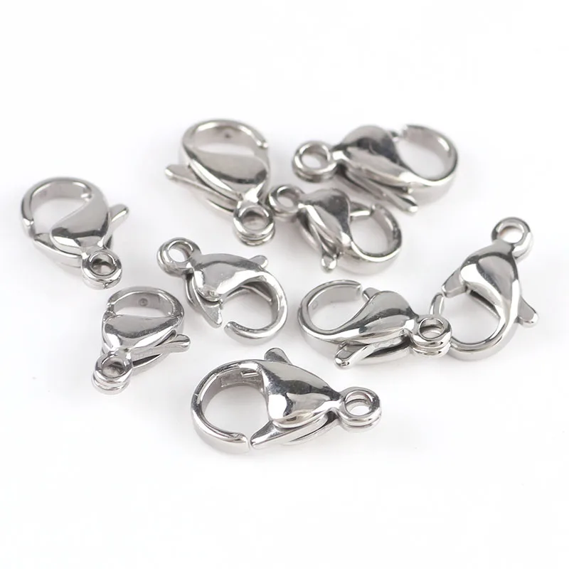 

50 pieces Stainless Steel Lobster Clasps For Necklaces Bracelets Clasp DIY Jewelry Findings Accessories 9/10/11/12mm