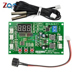 DC 12V Dual 3-wire Fan LED Intelligent Digital Temperature Thermostat Governor Motor Speed Controller Switch Module NTC Sensor