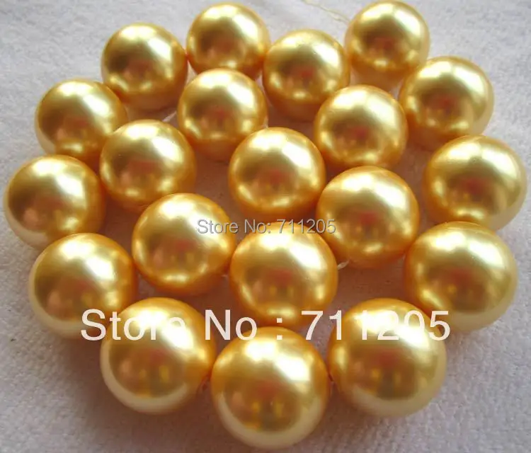 20mm  High Quality Golden shell pearl Round loose beads 15