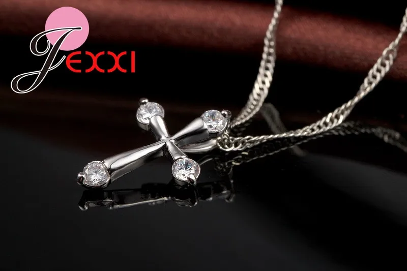 Big Sale Europe Cross Pendant Necklace Women Girl Jewelry Gift Cubic Zircon 925 Sterling Silver Wholesale Top Quality