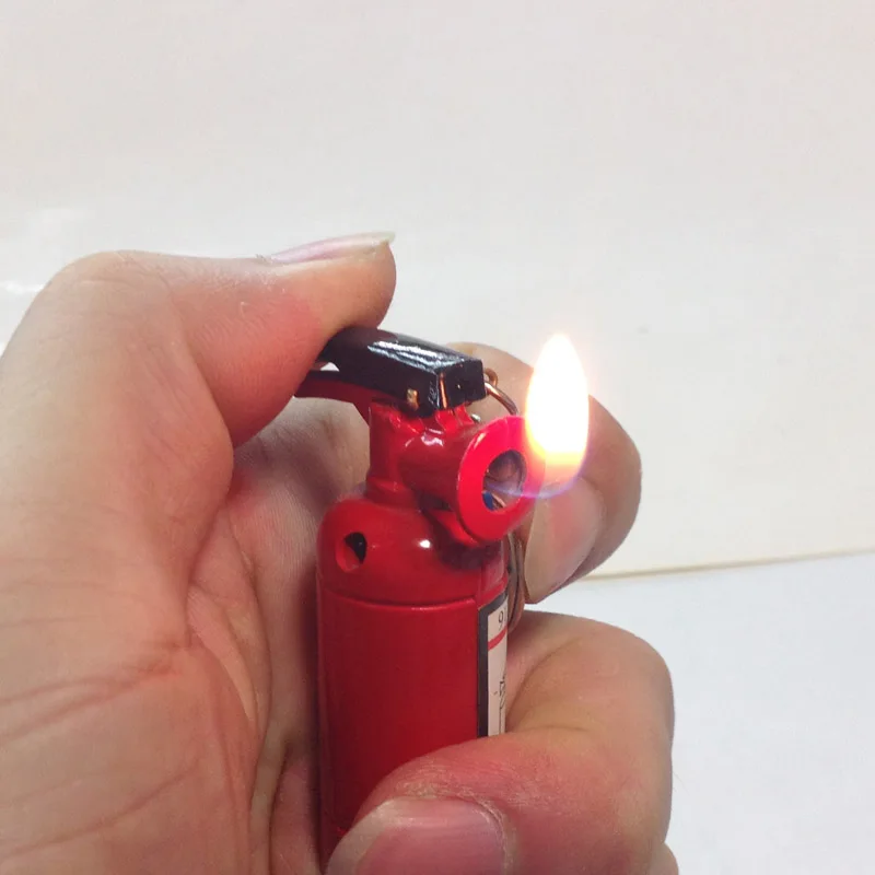 Creative Jet Torch Metal Lighter Extinguisher-Type Refillable Cigarette Lighter Butane Gas fire With Key Chains Funny Gift