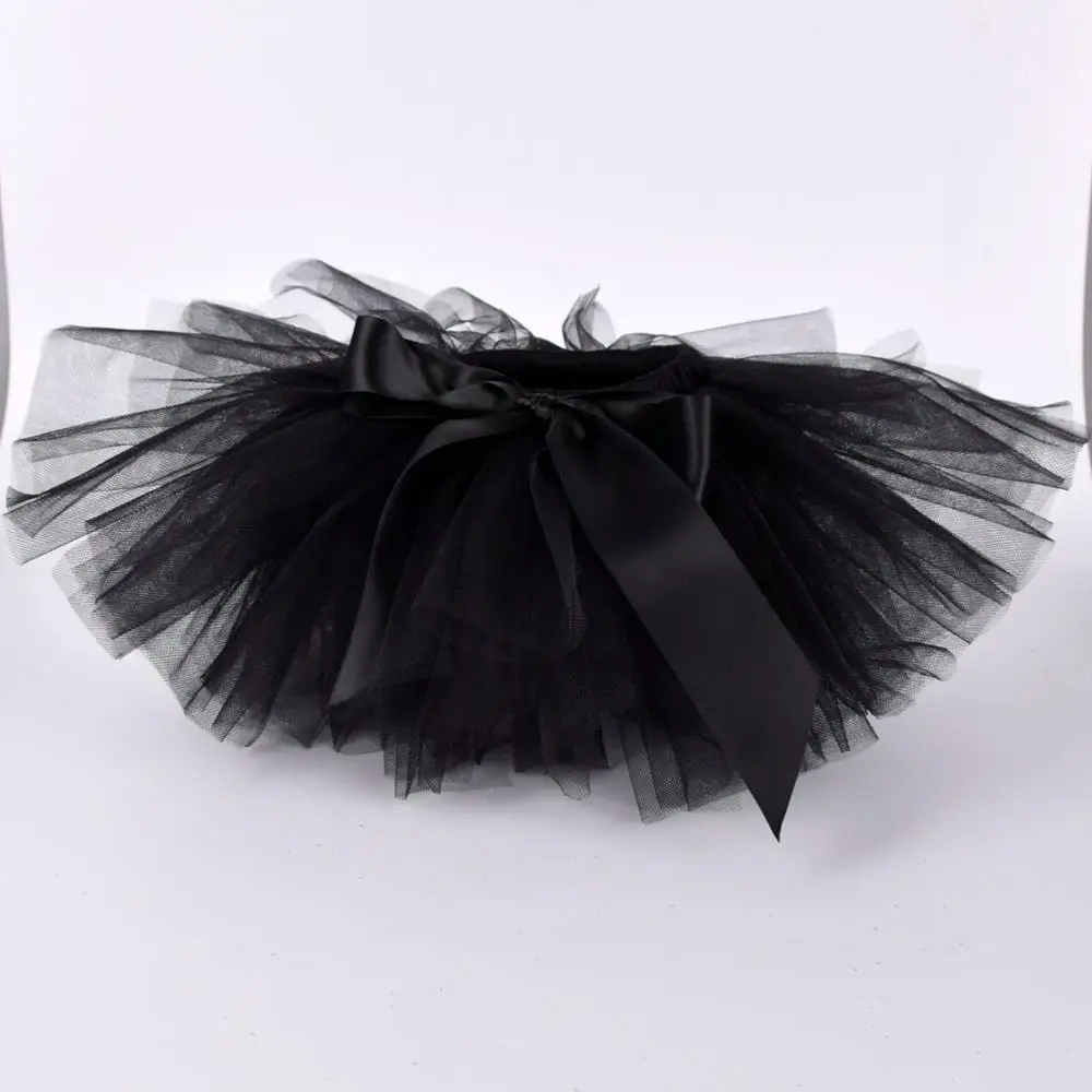 Black Baby Girls Fluffy Tutu Skirt & Headband Set Newborn Photo Prop Costume Infant Birthday Tulle Tutus Outfit  For 0-12M