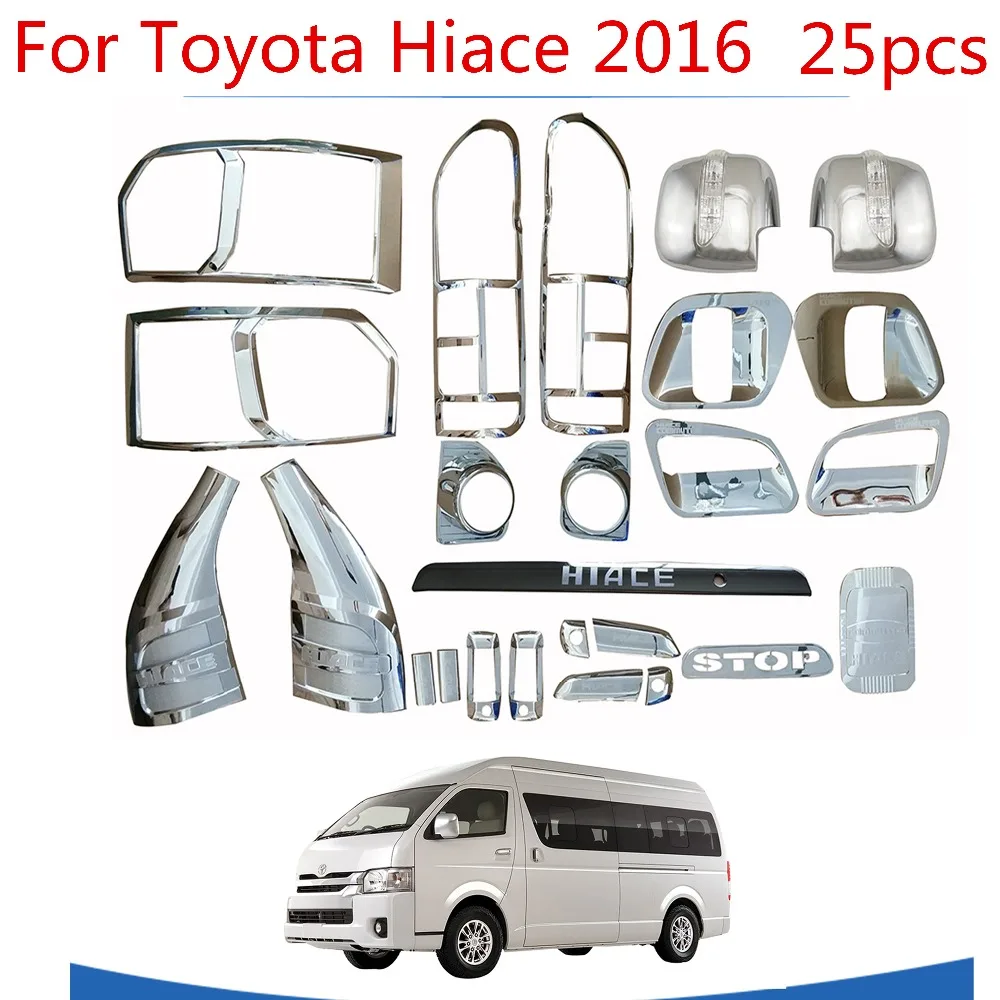 High-quality 25PCS ABS Chrome plated trim accessories plated For Toyota Hiace 2015 2016 2017 2018 Car exterior refit is special