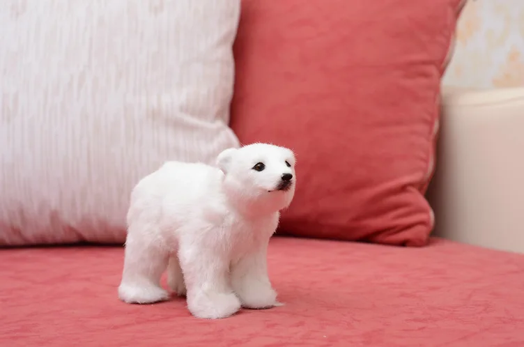 cute small simulation polar bear toys handicraft resin&fur white polar bear dolls gift about 20x8x14cm 0835