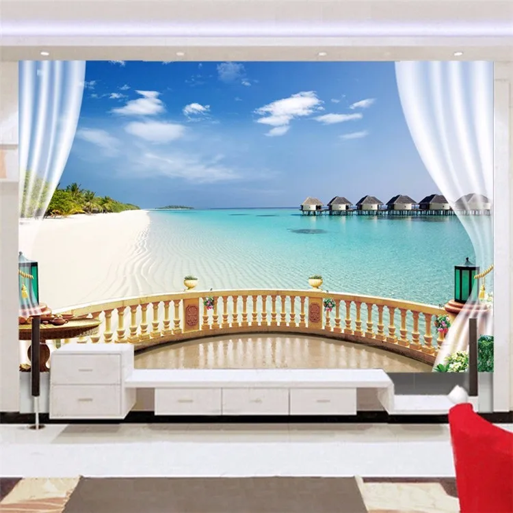 

TV background wall paper custom mural wall cloth 3D wallpaper living room bedroom sofa Mediterranean scenery