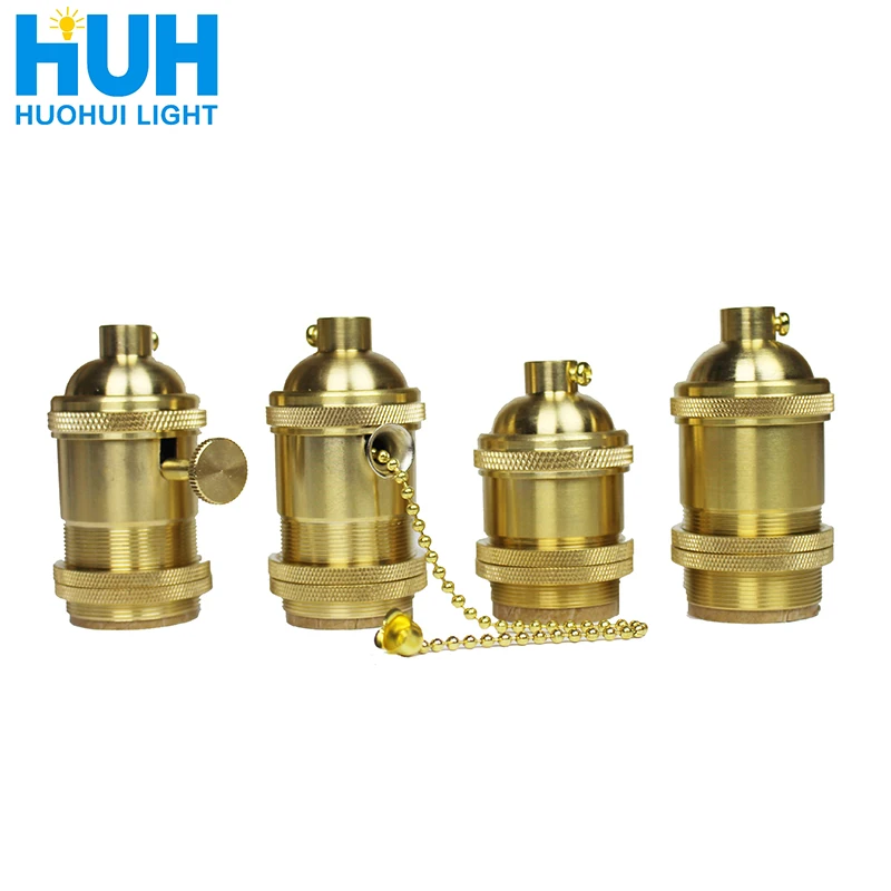 Vintage Copper Lamp Holder With Switch Gold Holder 4 specifications AC 90-260V E27 LED for Chandelier lamp Wire Lighting