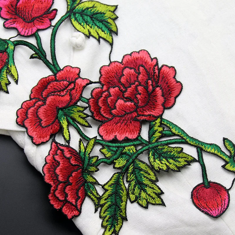 Embroidered Large Carnation Flower Clothes Patch Element Design DIY Decorative Accessories Hand Soft Sew On Patch