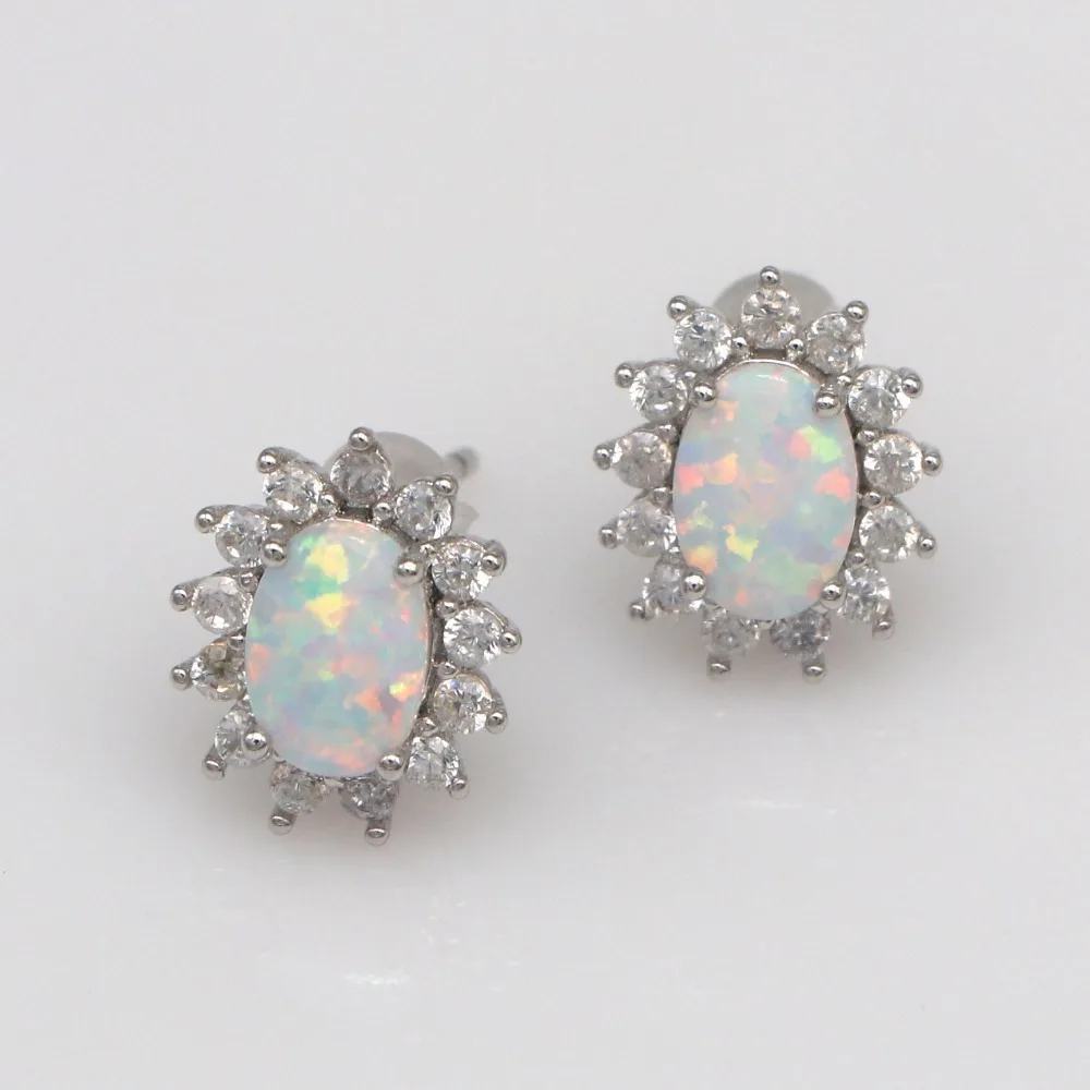 

JLE-1545 New Hot White Opal Oval Earrings Wholesale Direct Sales Ladies Jewelry Gift