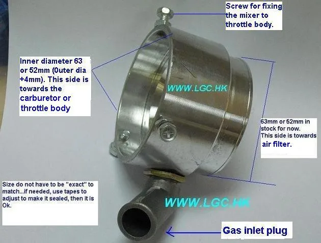 52mm LPG CNG Gas Mixer for Autogas Conversion Tradtional System in Gasoline EFI Carburetor Cars