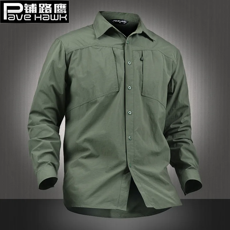 Spring autumn men outdoor hiking waterproof quick dry mesh breathable anti UV long sleeve shirt male lapel  tops blouse