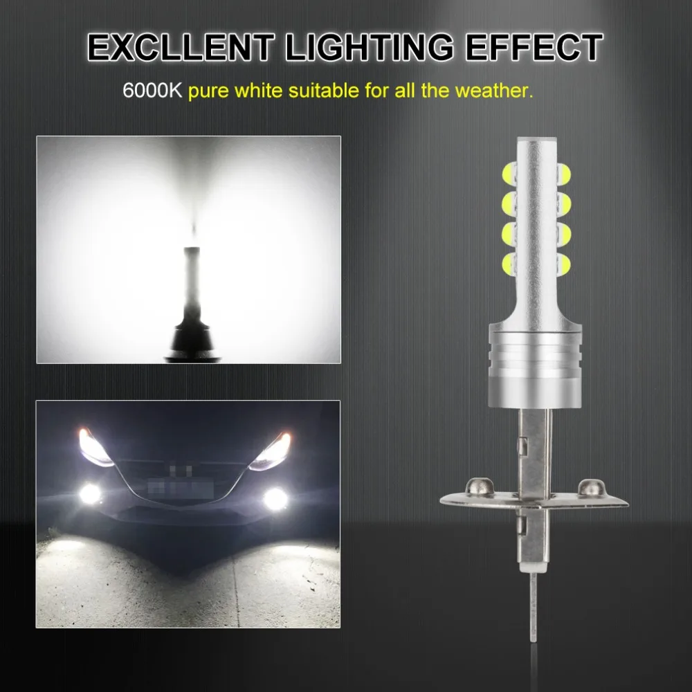 2Pcs H1 H3 LED Bulb Super Bright 12 3535SMD Car Fog Lights 12V 24V 6000K White Driving Day Running Lamp Auto