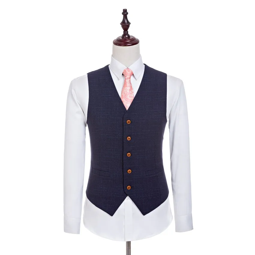 

New Wool Retro Gentleman Style Custom Made Men's Vest Tailor Wedding Waistcoat In Navy Blue For Men (Vest)