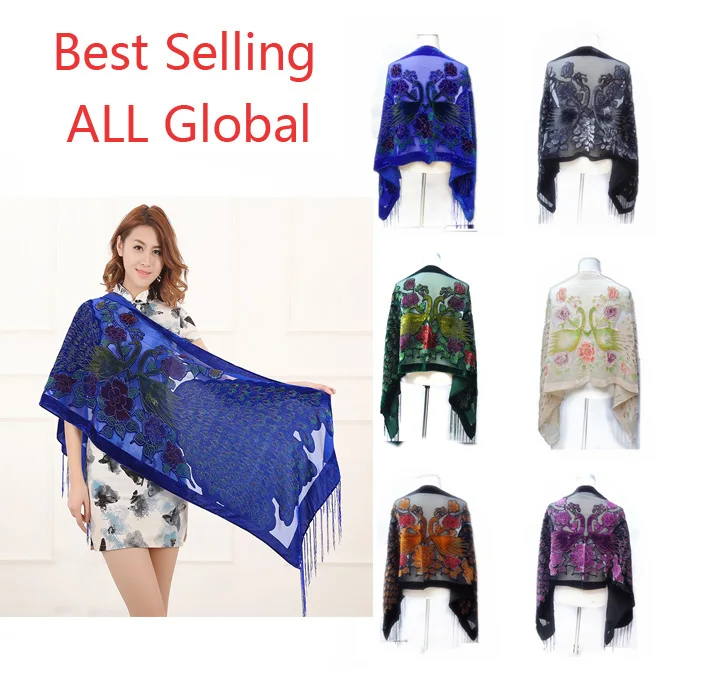 12 Colors UK Peacock Velvet Shawl Women Scarf Fashion Winter Pashmina Poncho US Gift For Lady free shipping