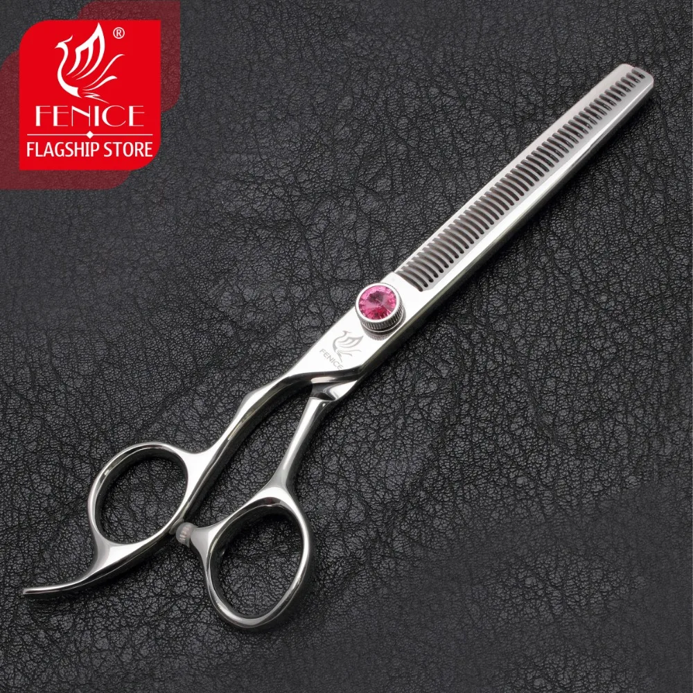 Professional pet grooming scissorsThinning Shears left-handed tools stainless steel JP440C 7 inch blue and pink diamond