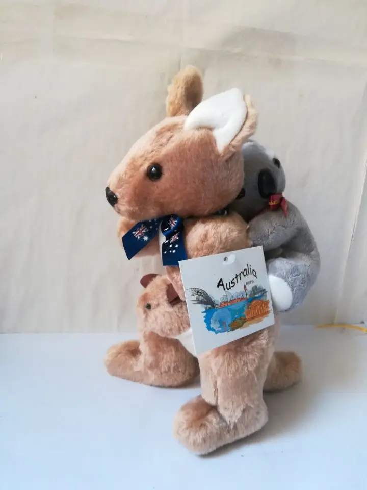 large 25cm lovely cartoon kangaroo taking koala plush toy Australia kangaroo soft doll ,birthday gift b2553