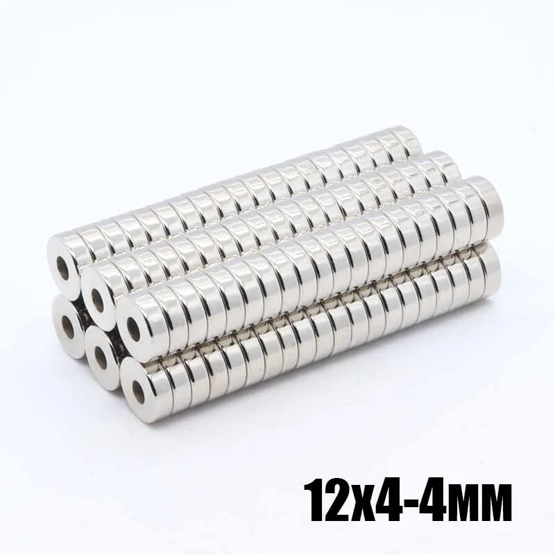 

100pcs 12x4-4 mm N35 Super Strong Round Neodymium Countersunk Ring Magnets 12mm x 4mm Hole: 4mm N35 Neodymium Magnet