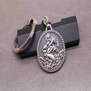 Chaveiro clássico novo do encanto, Saint Michael, cruz de Jesus, keychain do carro, bolsa, lembrança do presente do Natal 8 principais vendas chaveiro de são cristovão - №6