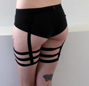 2018 SEXY Custom Black Unisex Thigh Three Strap Leg Garter Belt Cage Harness / Any Size / Made to Measure