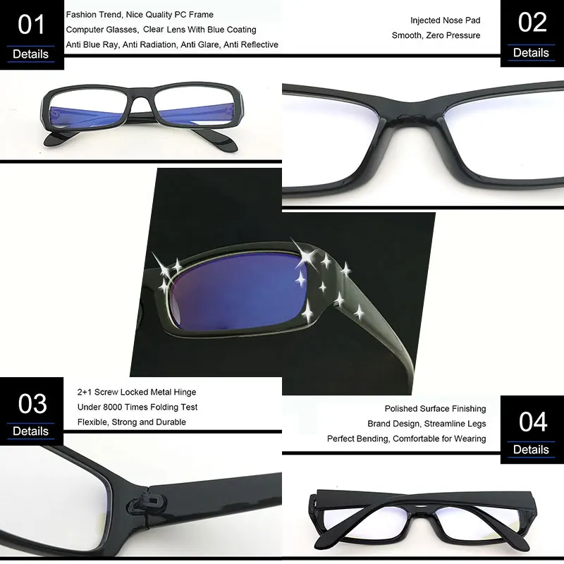 Anti Blue Ray Computer Glasses Spectacle Frame Oculos de Grau Female Transparent Eyeglasses for Women Men Blue Coating Antiglare