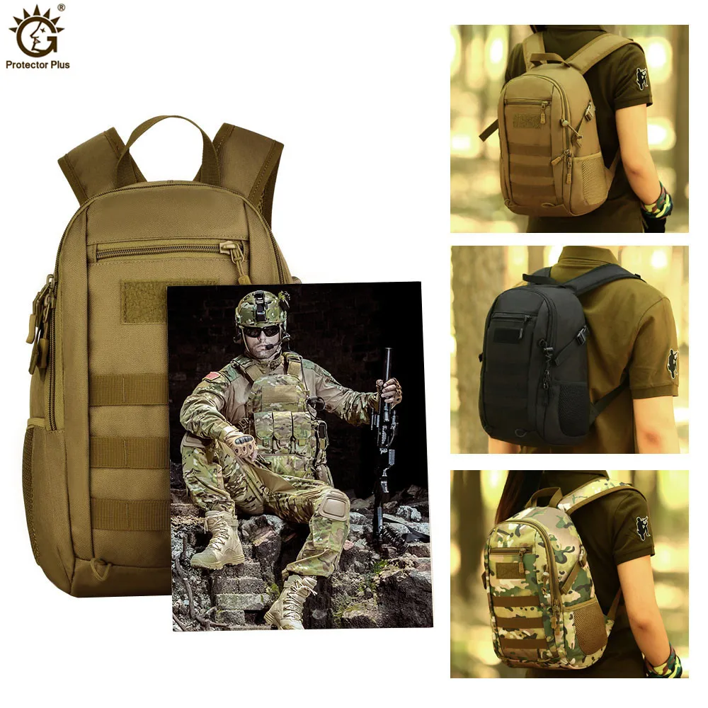 Mochila 3D de nailon impermeable para mujer, morral Molle, táctico, informal, pequeña, 12L
