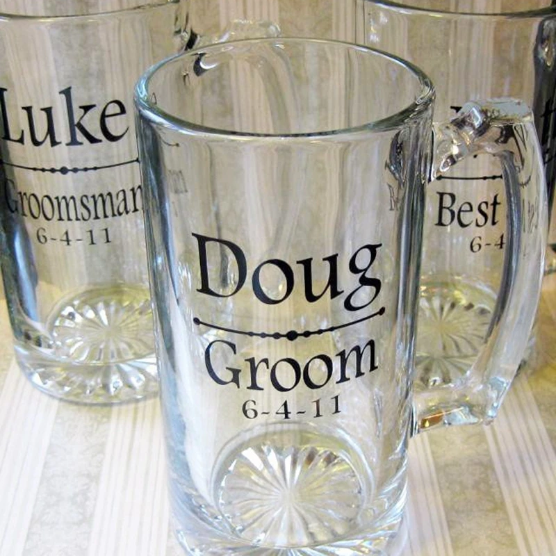 Groom Groomsmen Beer Stein Decals, Wedding Personalized Decals Decoration , Wedding Party Glass Accessories Custom Decals