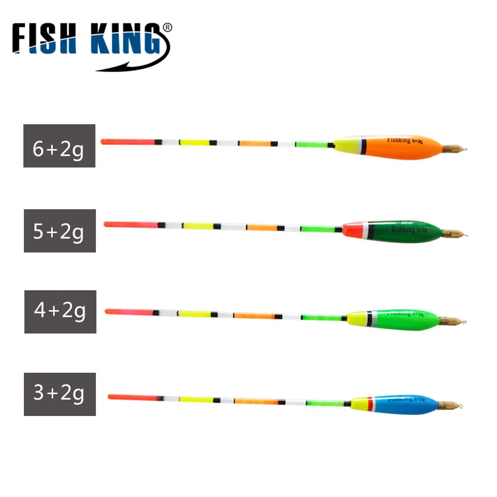 FISH KING 5pcs/lot 3+2g 4+2g 5+2g 6+2g Mixed Color Barguzinsky Fir Float Vertical Pesca For Carp Fishing Float Fishing Tackle