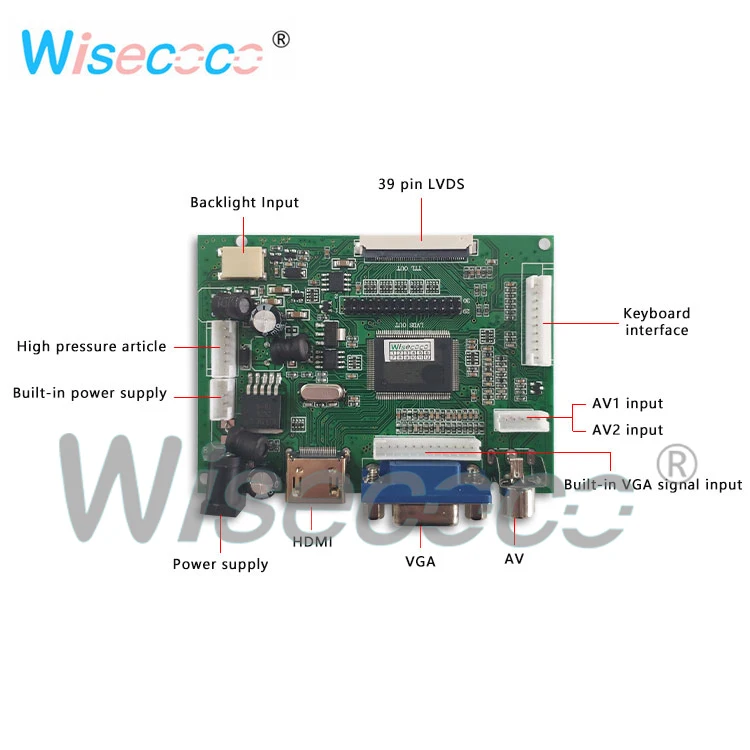 Imagem -04 - Placa de Controle para Raspberry pi 7-polegada hd Display N070icg Ld1 1280x800 Vga 2av 39pin