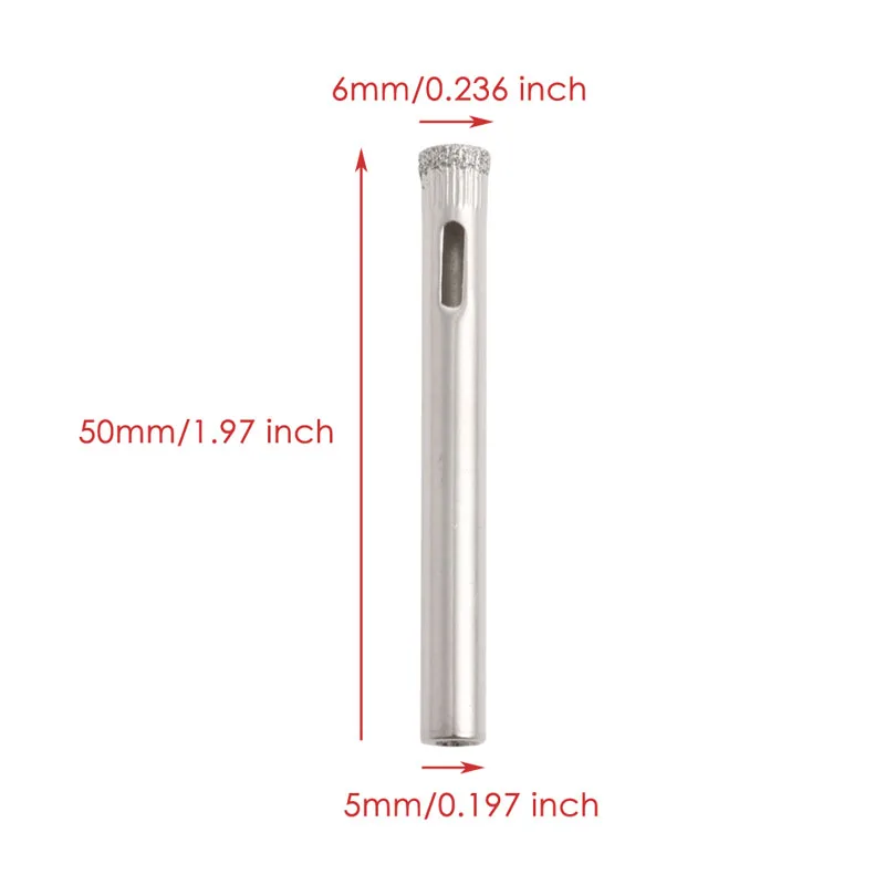 10Pcs 6mm Diamond Coated Core Drill Bits Hole Saw Glass Tile Ceramic Marble