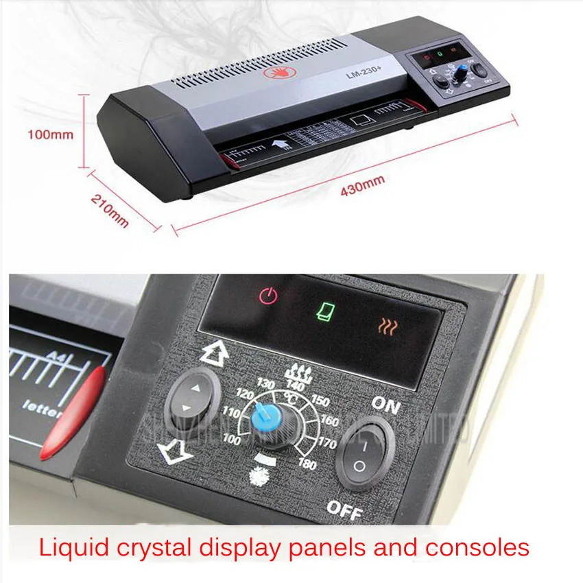 LM230+ hot/cold laminator 400w lamination machine a4 Max Width 230mm laminator coating photo laminating machine  1PC