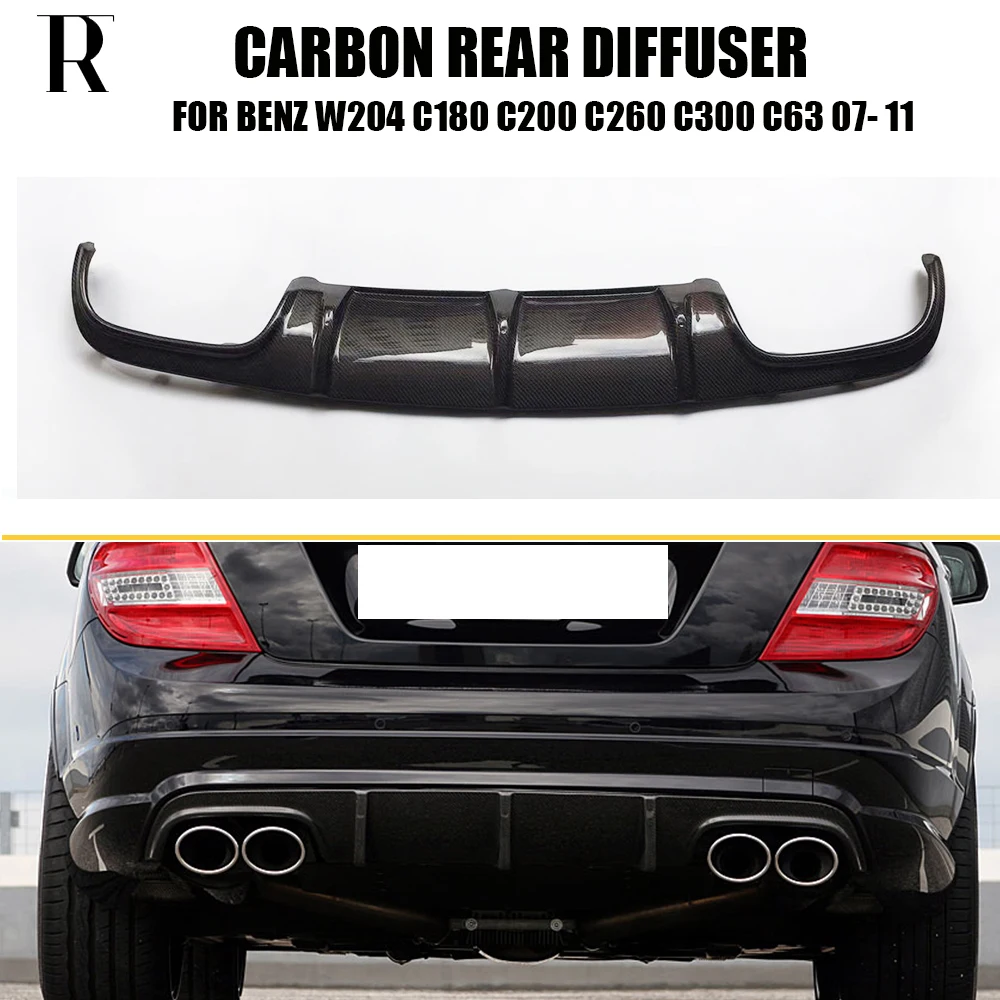 Carbon Fiber Rear Bumper Diffuser for Benz  W204 C63 C180 C200 C260 C300 Sedan & Coupe  Pre-Facelift 08 - 11