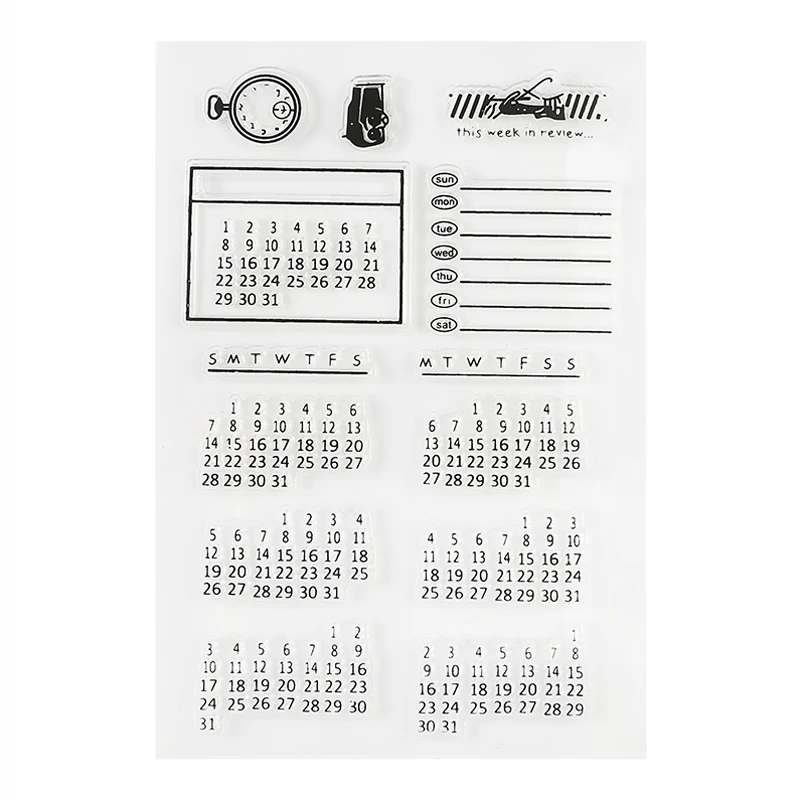 Sello de silicona transparente para álbum de recortes, sello decorativo de calendario perpetuo con fecha, bricolaje, nuevo, 2024