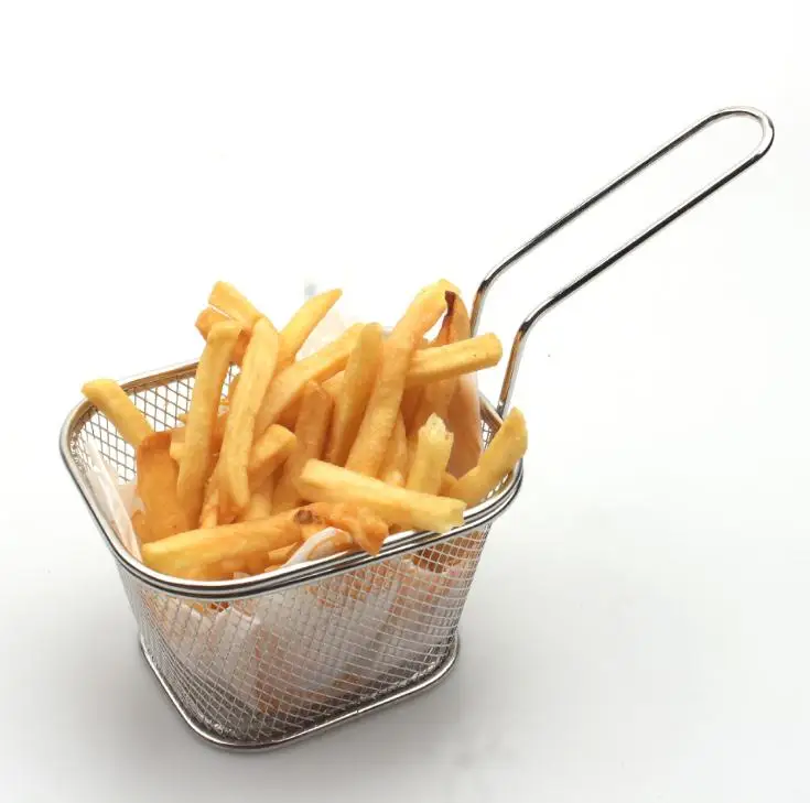 Free shipping Mini Stainless Steel Fryer Serving Food Presentation Basket Kitchen French Fries Chips Frying Baskets SN2453