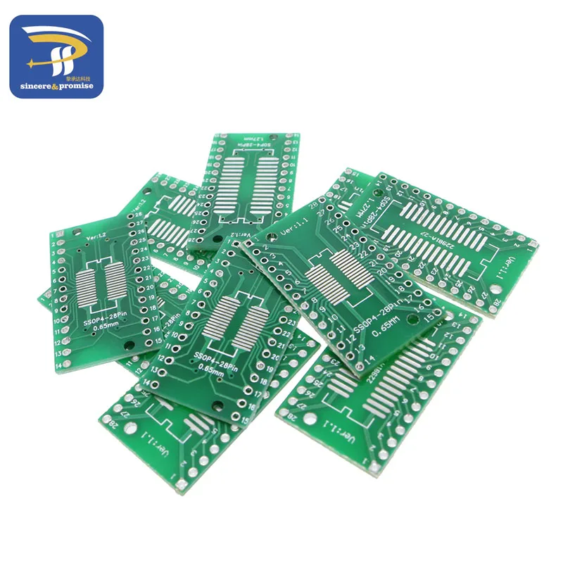 10PCS/LOT SO/SSOP/SOIC/MSOP TSSOP28 / SOP28 turn DIP28 1.27MM / 0.65MM turn 2.54MM IC adapter Socket / Adapter plate / PCB — zdjęcie 7