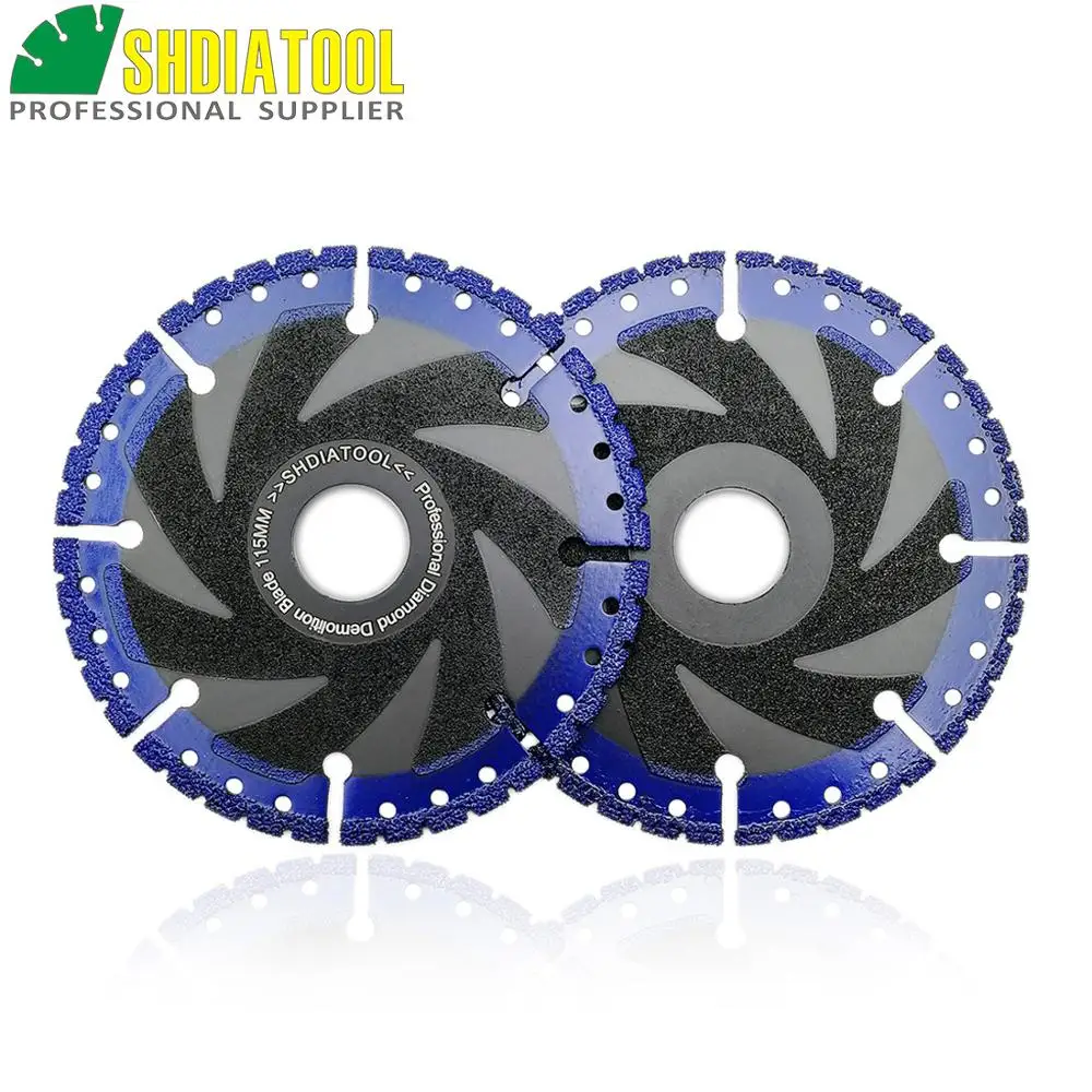 

SHDIATOOL 2pcs 4.5"/115mm Vacuum Brazed Diamond Cutting Disc Multi Purpose Saw Blade Cast Iron Steel Blade Diamond Wheel Disc