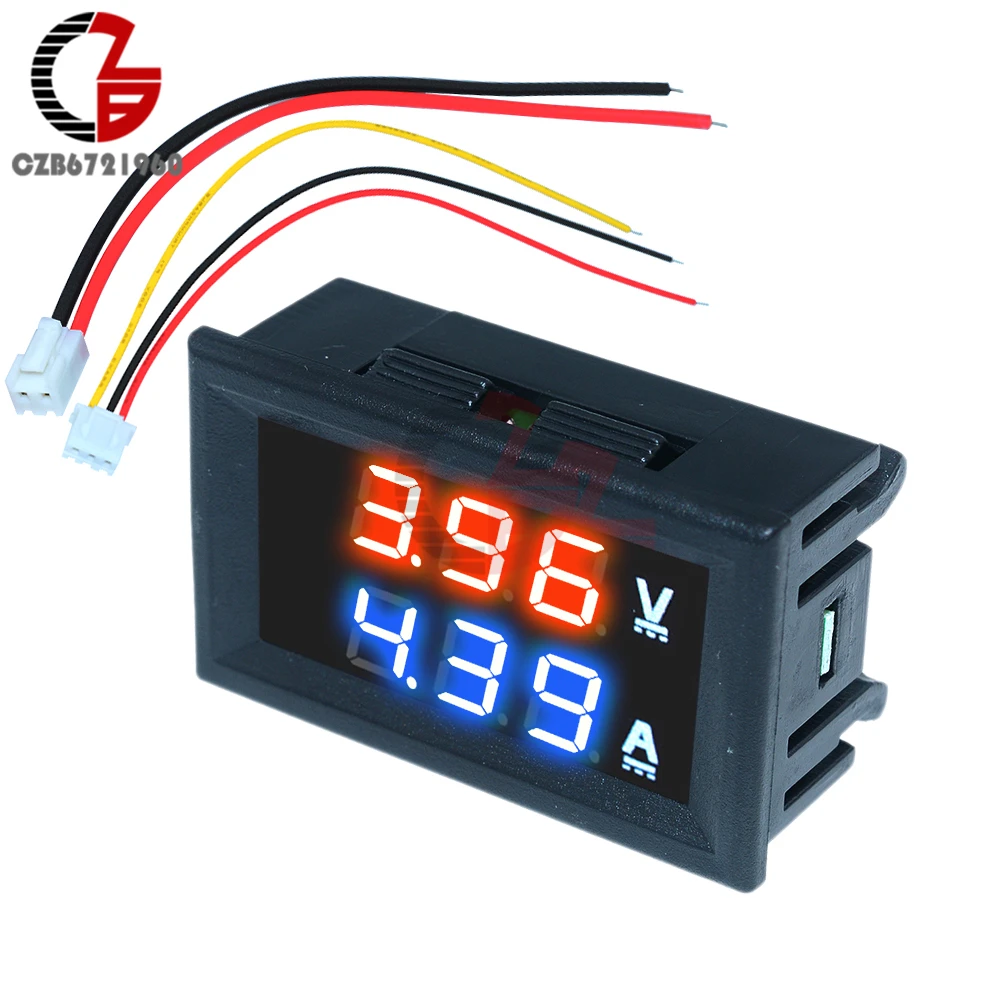 DC 100V 200V 10A LED Digital Voltmeter Ammeter 3 4 Bit 5 Wires Current Voltage Meter Car Auto Volt Tester Detector 110V 220V 12V