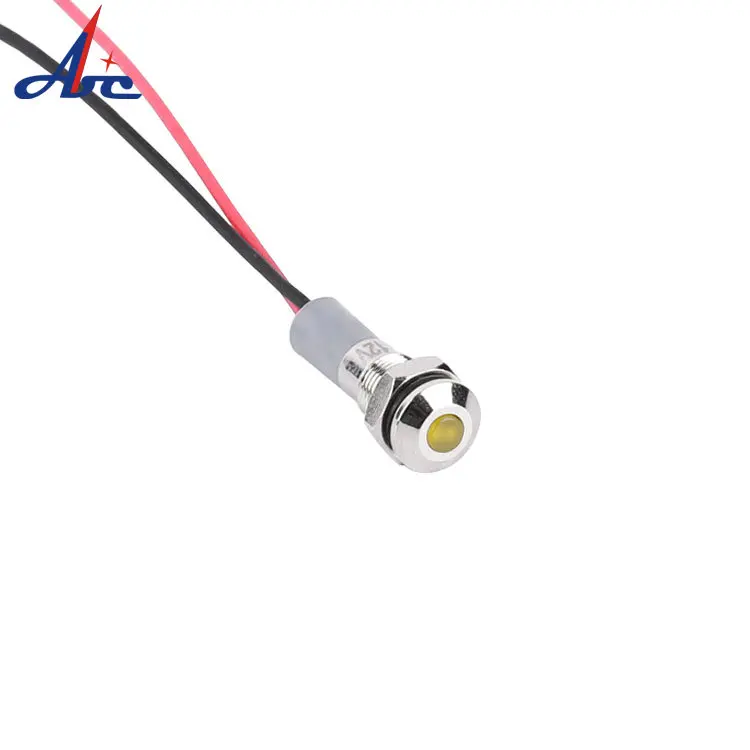 6mm LED Ball Head Metal Brass Waterproof 2V/3V/6V/12V/24V/110V/220V Pilot Signal Lamp Mini Guiding Light 150mm Wiring Indicator