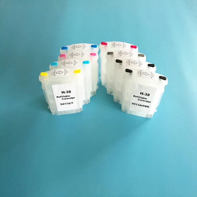 8Color 28ML 38 Empty Refill Ink Cartridge With Auto Reset ARC Chips For HP Photosmart Pro B8850 B9180 B9100 Printers