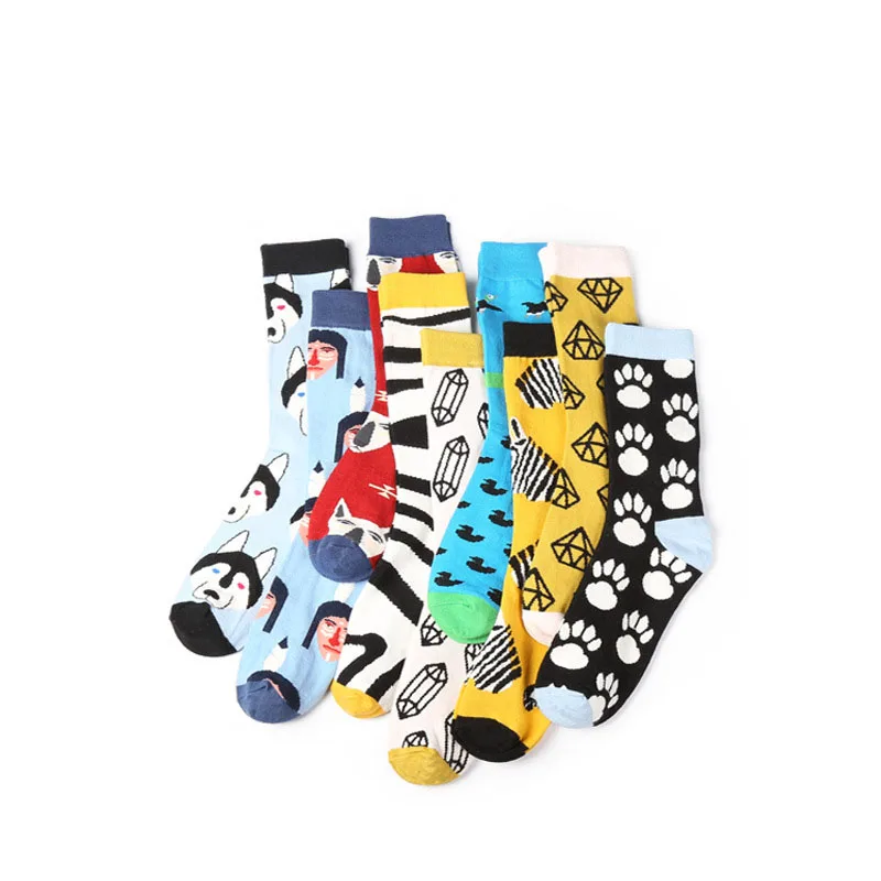 New Men Cotton Socks Cool Amimal Funny Socks Gog Horse Fox Harajuku Style Cartoon Fashion Socks