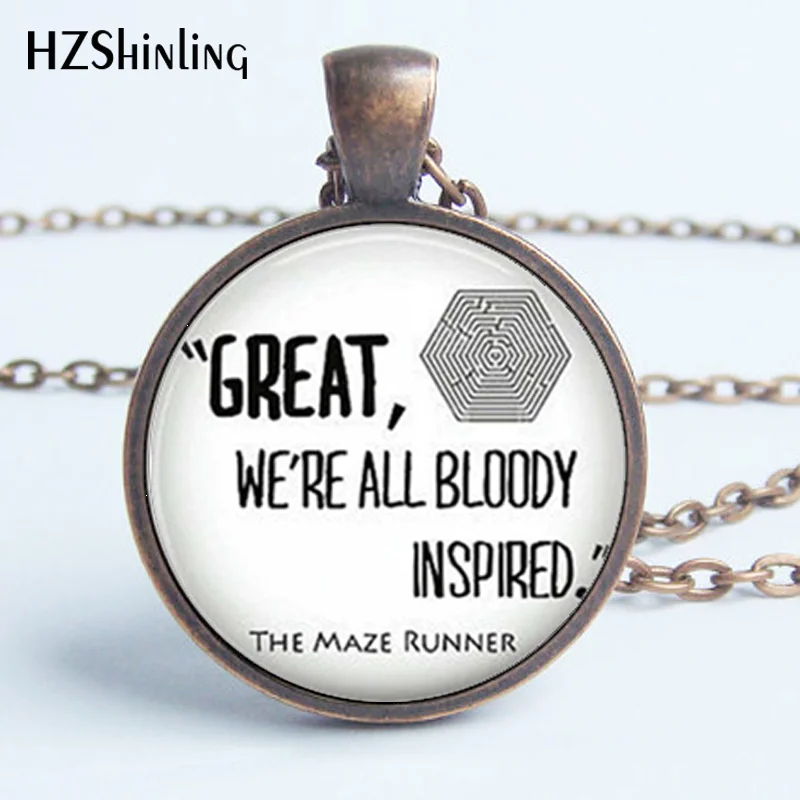 HZ--A571 New The Maze Runner Necklace Glass Quote Pendant Great Jewelry Glass Photo Pendant Necklace HZ1